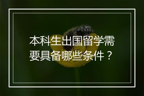 本科生出国留学需要具备哪些条件？