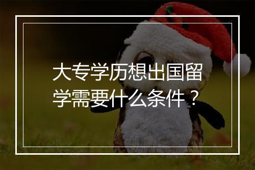 大专学历想出国留学需要什么条件？