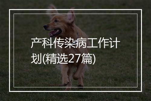 产科传染病工作计划(精选27篇)