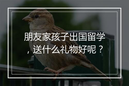 朋友家孩子出国留学，送什么礼物好呢？