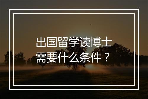 出国留学读博士需要什么条件？