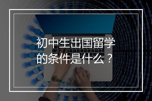 初中生出国留学的条件是什么？
