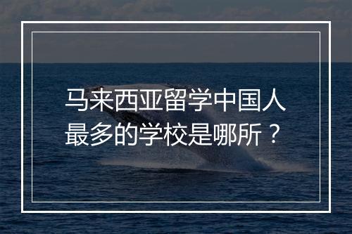 马来西亚留学中国人最多的学校是哪所？