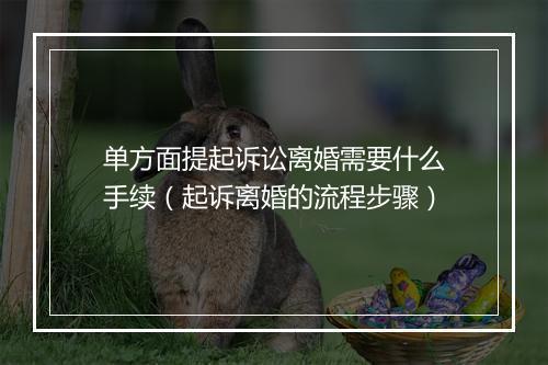 单方面提起诉讼离婚需要什么手续（起诉离婚的流程步骤）