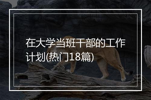 在大学当班干部的工作计划(热门18篇)