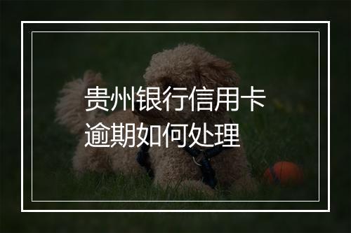 贵州银行信用卡逾期如何处理