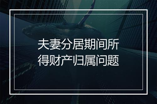 夫妻分居期间所得财产归属问题