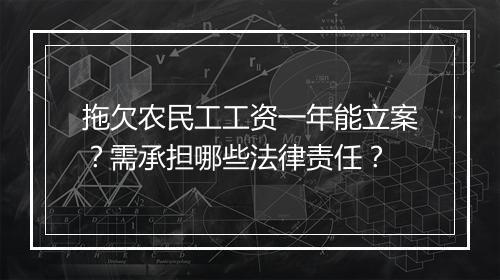 拖欠农民工工资一年能立案？需承担哪些法律责任？