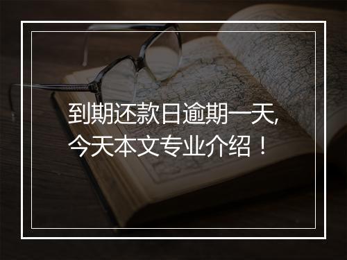 到期还款日逾期一天,今天本文专业介绍！