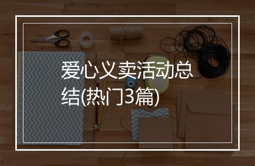 爱心义卖活动总结(热门3篇)