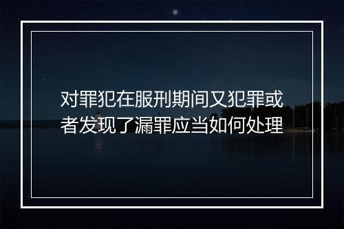 对罪犯在服刑期间又犯罪或者发现了漏罪应当如何处理