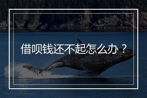 借呗钱还不起怎么办？