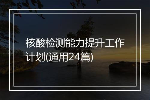 核酸检测能力提升工作计划(通用24篇)