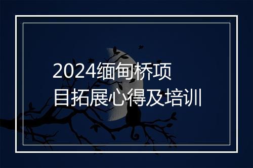 2024缅甸桥项目拓展心得及培训