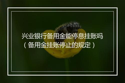兴业银行备用金能停息挂账吗（备用金挂账停止的规定）