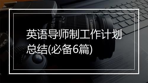 英语导师制工作计划总结(必备6篇)
