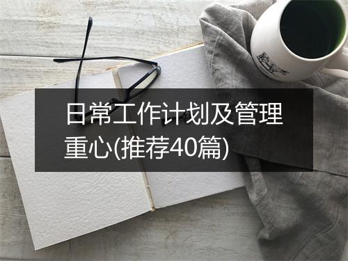 日常工作计划及管理重心(推荐40篇)
