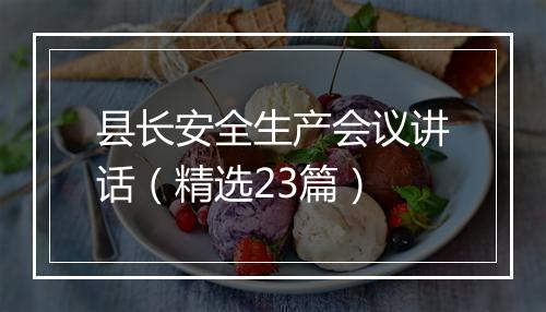 县长安全生产会议讲话（精选23篇）
