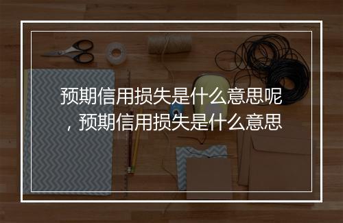 预期信用损失是什么意思呢，预期信用损失是什么意思