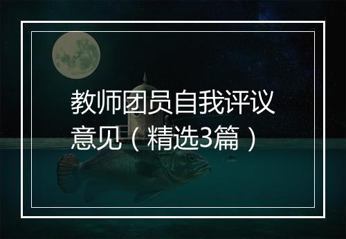 教师团员自我评议意见（精选3篇）