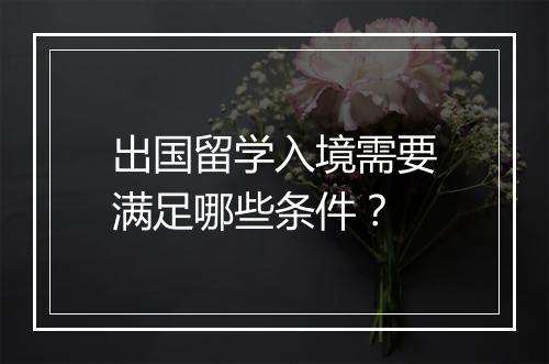 出国留学入境需要满足哪些条件？