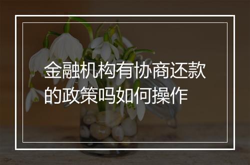 金融机构有协商还款的政策吗如何操作