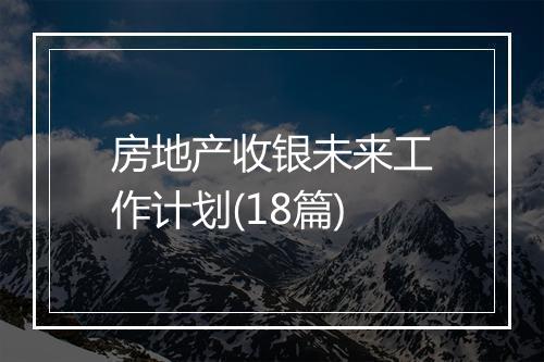 房地产收银未来工作计划(18篇)
