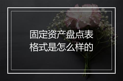 固定资产盘点表格式是怎么样的