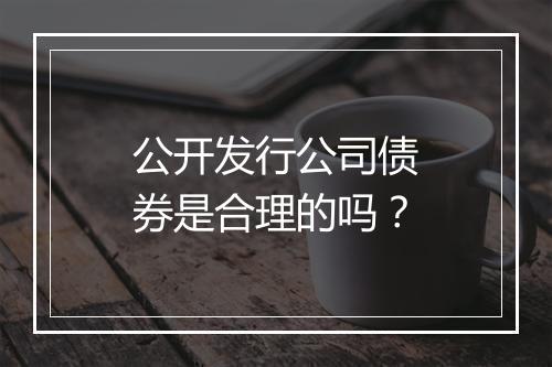 公开发行公司债券是合理的吗？