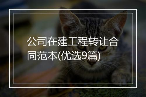 公司在建工程转让合同范本(优选9篇)