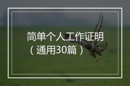 简单个人工作证明（通用30篇）