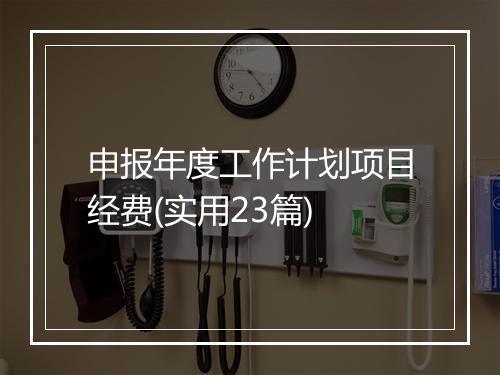 申报年度工作计划项目经费(实用23篇)