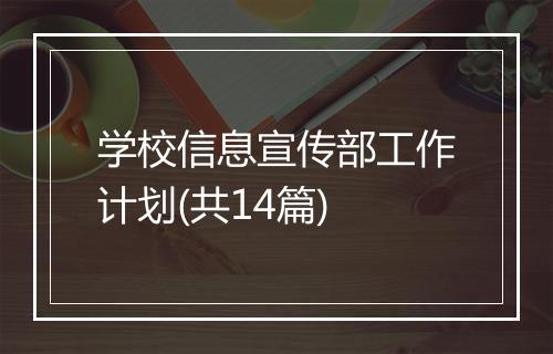 学校信息宣传部工作计划(共14篇)
