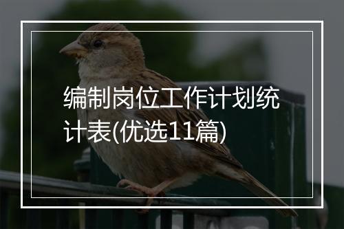 编制岗位工作计划统计表(优选11篇)