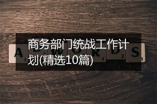 商务部门统战工作计划(精选10篇)