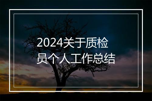 2024关于质检员个人工作总结