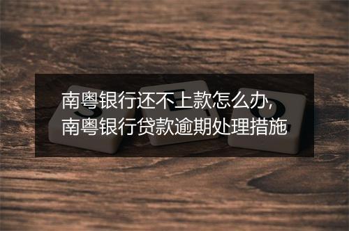 南粤银行还不上款怎么办,南粤银行贷款逾期处理措施