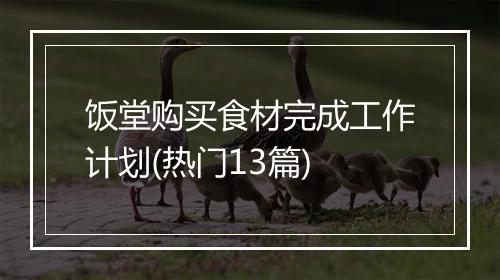 饭堂购买食材完成工作计划(热门13篇)