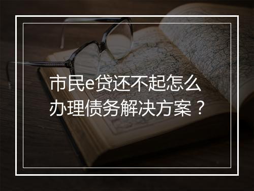 市民e贷还不起怎么办理债务解决方案？