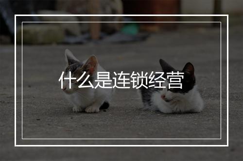 什么是连锁经营