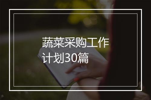 蔬菜采购工作计划30篇