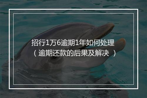 招行1万6逾期1年如何处理（逾期还款的后果及解决 ）
