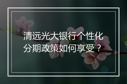 清远光大银行个性化分期政策如何享受？