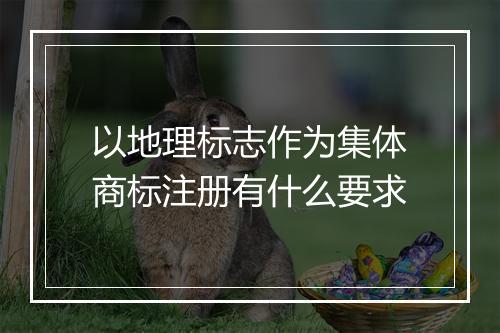 以地理标志作为集体商标注册有什么要求