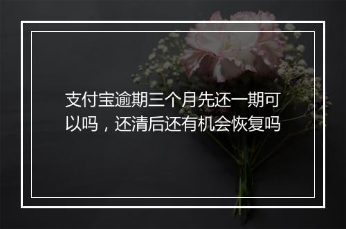 支付宝逾期三个月先还一期可以吗，还清后还有机会恢复吗