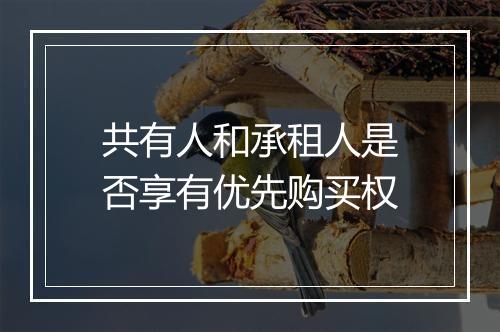 共有人和承租人是否享有优先购买权