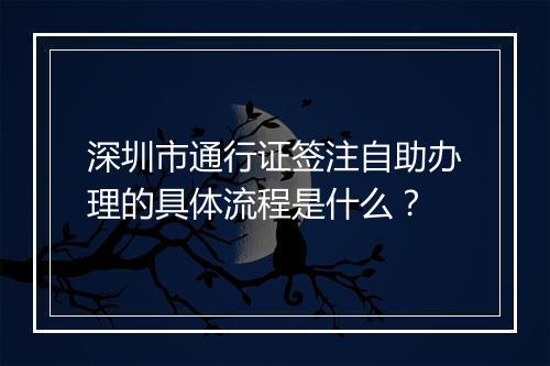 深圳市通行证签注自助办理的具体流程是什么？