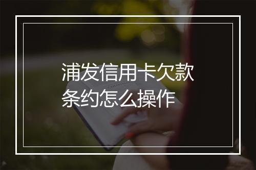 浦发信用卡欠款条约怎么操作