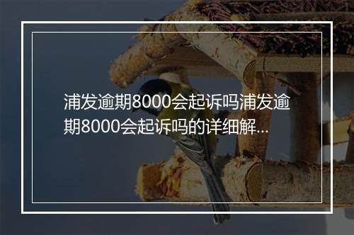 浦发逾期8000会起诉吗浦发逾期8000会起诉吗的详细解答