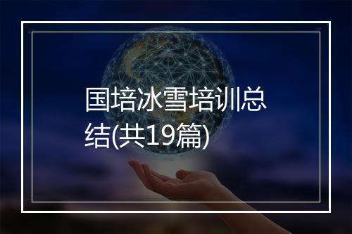 国培冰雪培训总结(共19篇)